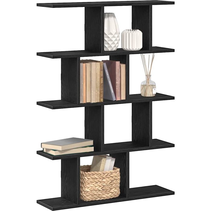 Estante cubo de pared 12 compartimentos madera contrachapada negra