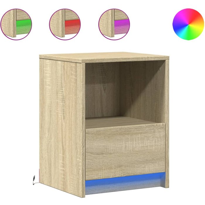 Mesitas de noche luces led 2 uds madera ingeniería roble sonoma - comfortxl
