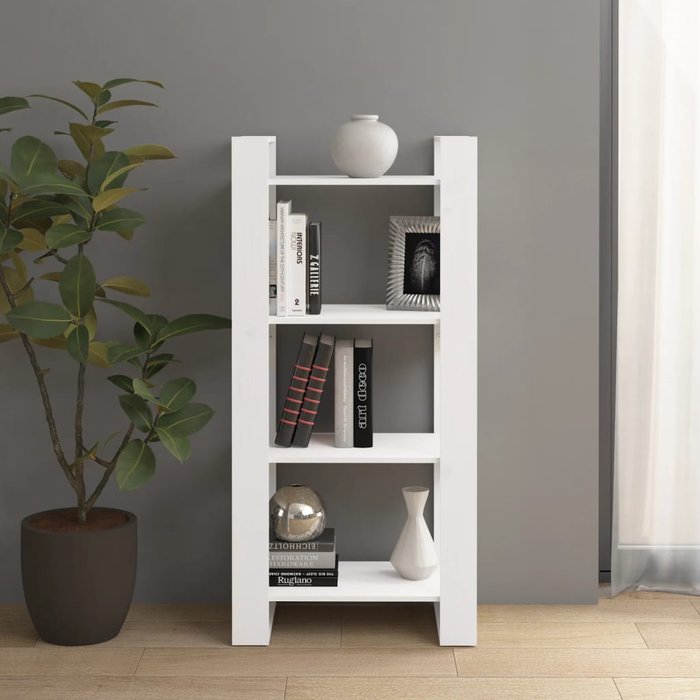 Librería/separador de ambientes blanco 60x35x125 cm madera maciza
