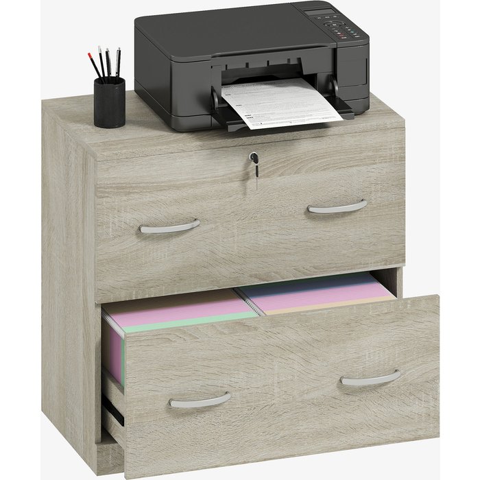 Mueble oficina 2 cajones con cerradura 77x42x72cm madera