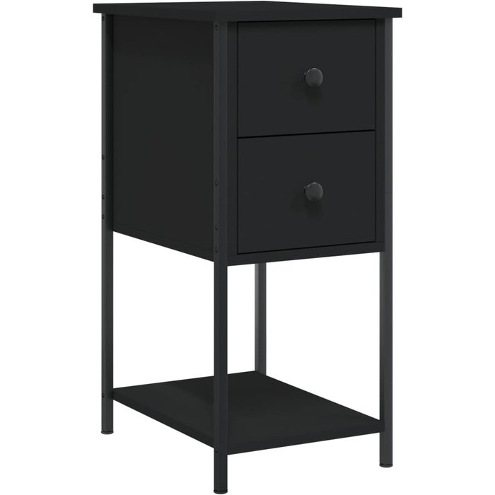 Mesita de noche madera de ingeniería negro 32x42x70 cm - comfortxl