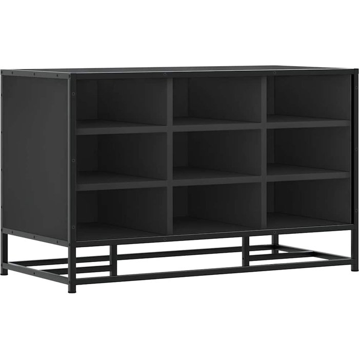Banco zapatero madera de ingeniería y metal negro 84x40x53,5 cm - comfortxl