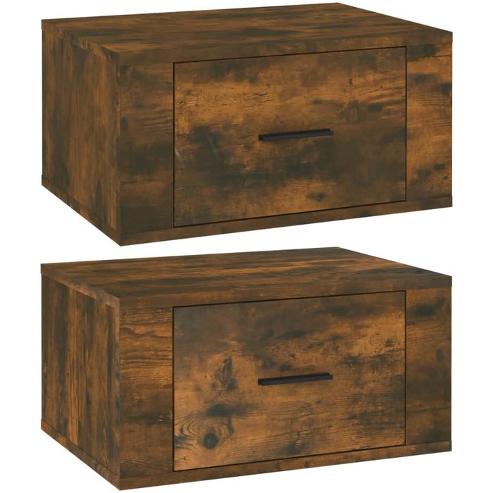 Mesitas de noche de pared 2 uds roble ahumado 50x36x25 cm