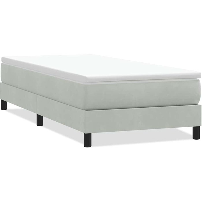 Cama box spring sin colchón terciopelo gris claro 80x210 cm — comfortxl