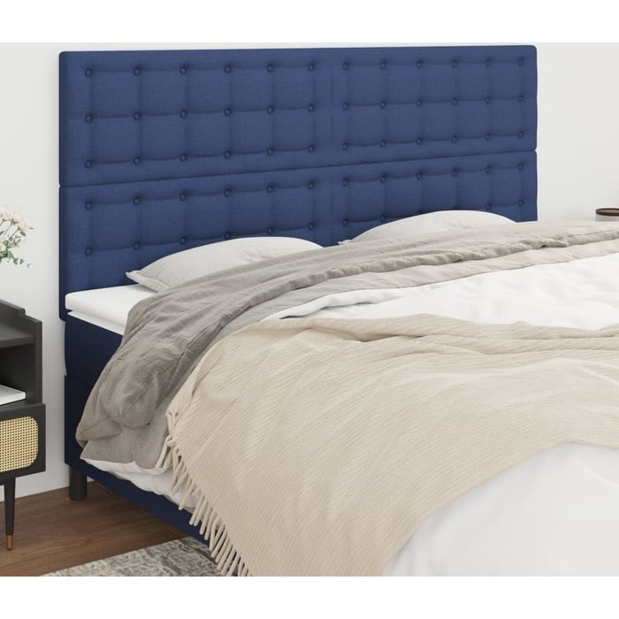 Cabeceros 4 unidades de tela azul 80x5x78/88 cm