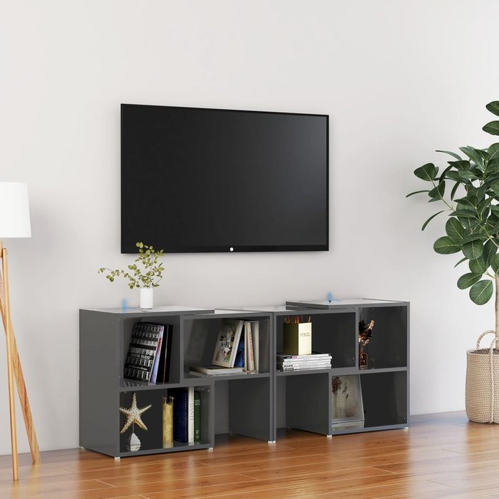 Mueble de tv gris brillante 104x30x52 cm madera de ingeniería