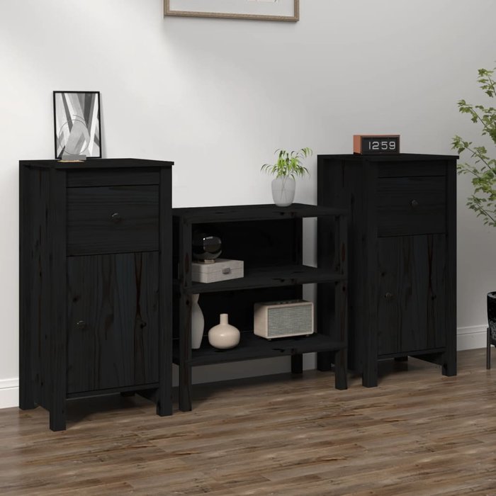 Maison exclusive - aparadores 2 uds madera maciza de pino negro 40x35x80 cm