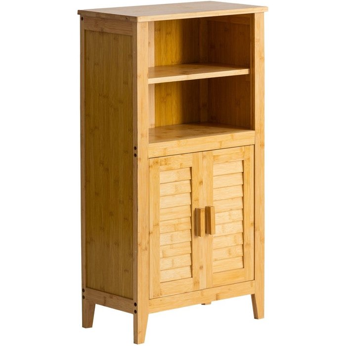 Mueble alto de bambú con 2 puertas y 2 baldas 50x25x92 cm