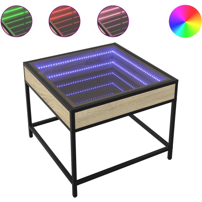 Mesa de centro con infinity led roble sonoma 50x50x41 cm - comfortxl