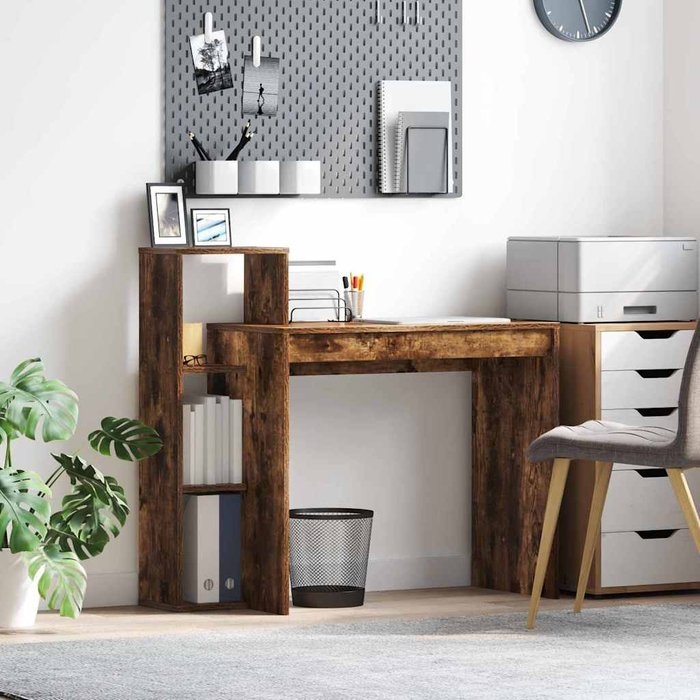 Escritorio de roble ahumado, 100 x 40 x 90 cm, madera de ingeniería.