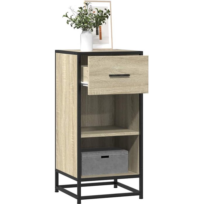 Aparador roble sonoma 35,5x35x76 cm madera contrachapada y metal