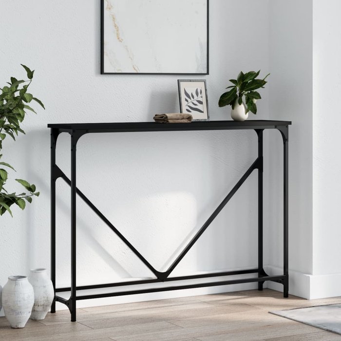 Mesa consola negra 102x22,5x75 cm de madera contrachapada