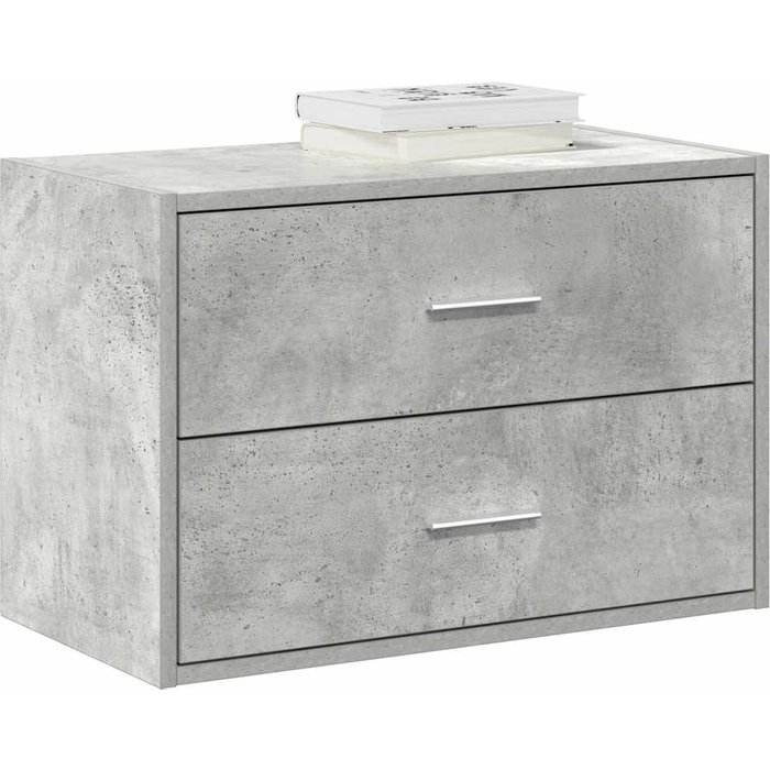 Armario con 2 cajones gris hormigón 60x31x40 cm de madera contrachapada