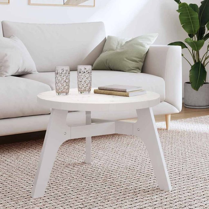 Tablero redondo blanco de 60 x 3 cm, madera maciza de pino.