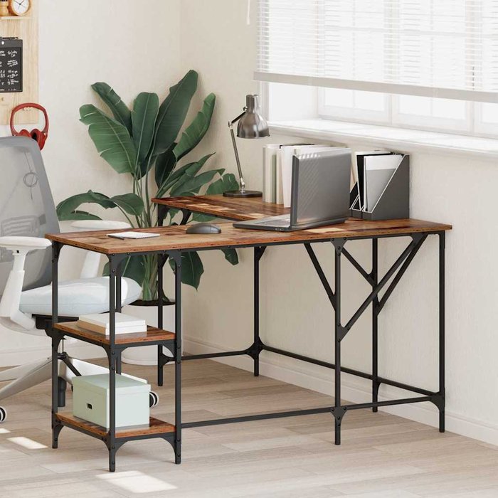 Escritorio madera vieja 139 x 139 x 75 cm madera contrachapada