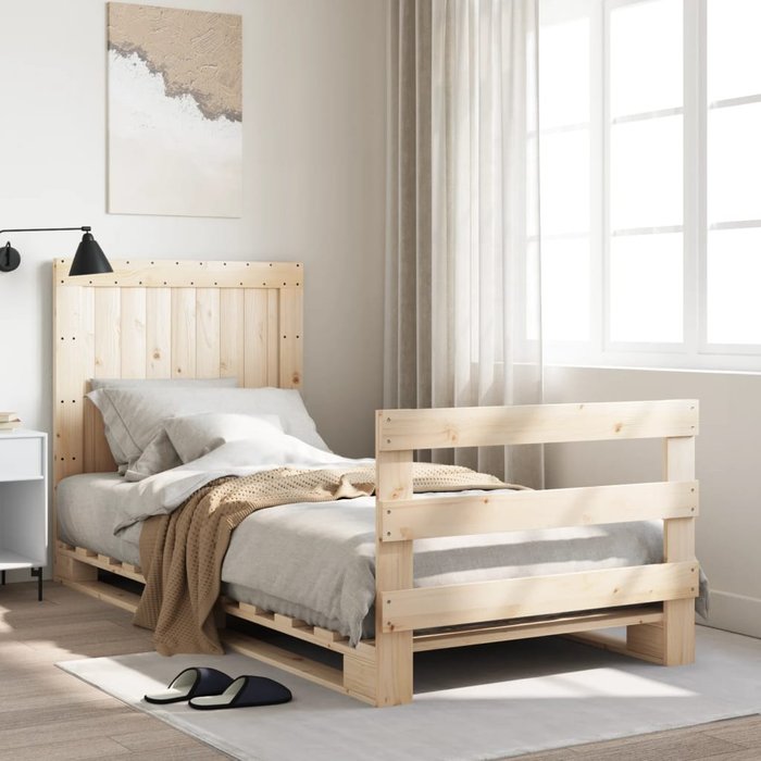 Estructura de cama con cabecero madera maciza de pino 90x200 cm vidaxl