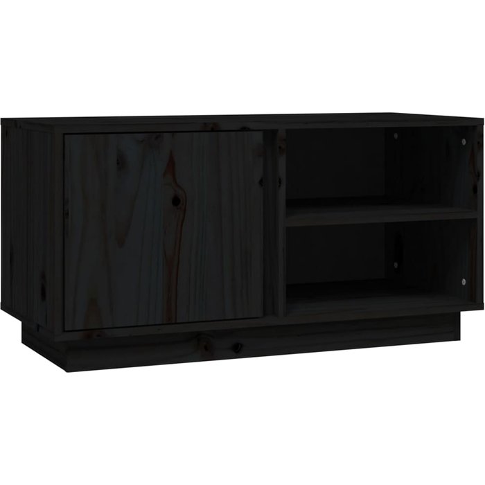 Mueble tv negro 80x35x40,5 cm madera maciza de pino