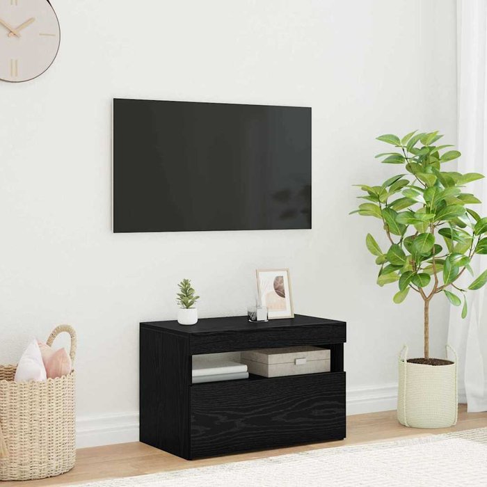 Mueble de tv, roble negro, 60 x 35 x 40 cm, madera de ingeniería