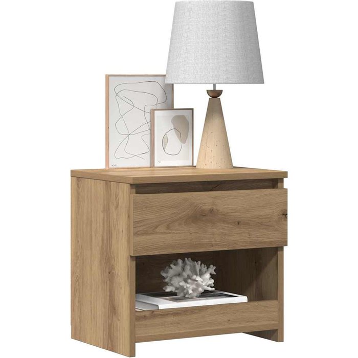 Mesitas de noche de 2 piezas en roble artesanal, 40x30x39 cm