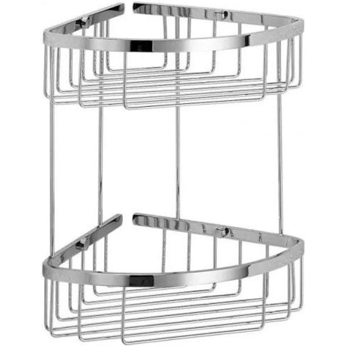 Lineabeta - plato de ducha esquinero con 2 estantes en acero pulido