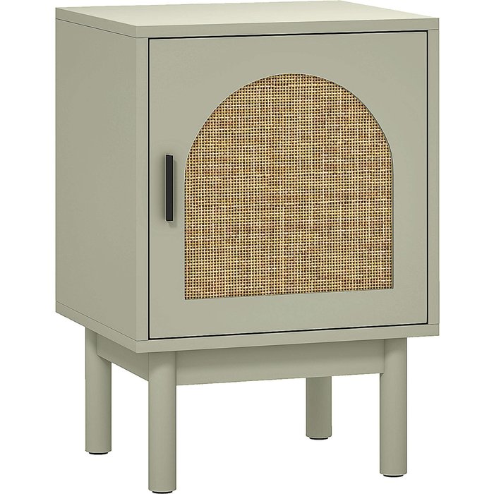 Mesita de noche homcom mdf, ratán verde 40x35x58 cm 83d-016v00gn