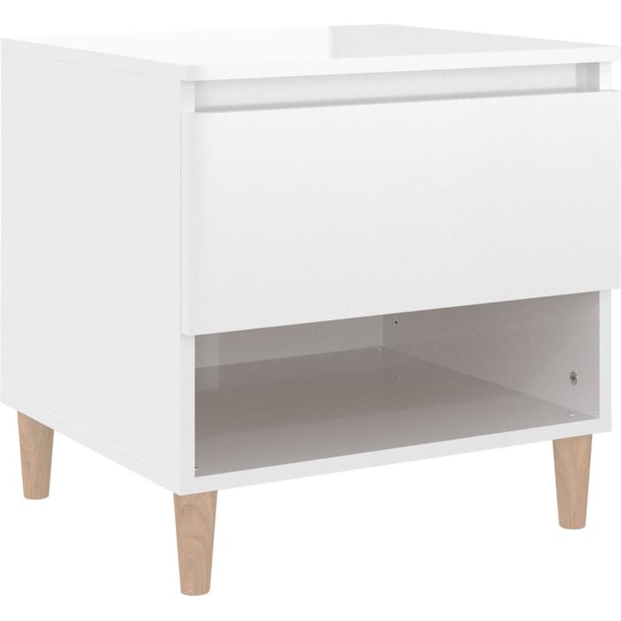 Mesita de noche blanco brillo 50x46x50 cm madera contrachapada