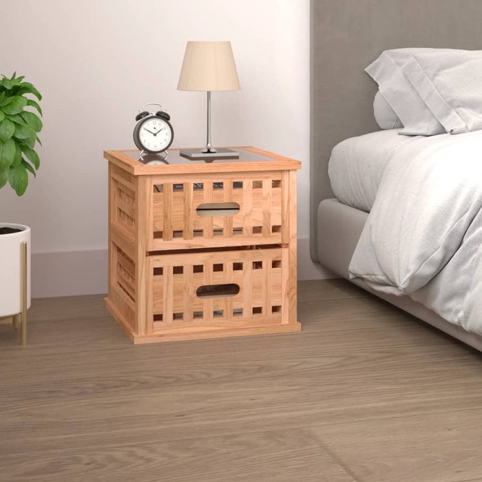 Maison exclusive - mesita de noche madera maciza de nogal 34x34x34 cm