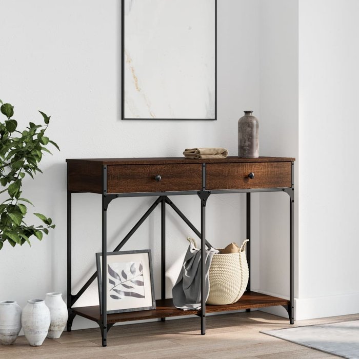 Mesa consola madera de ingeniería marrón roble 100x39x78,5 cm