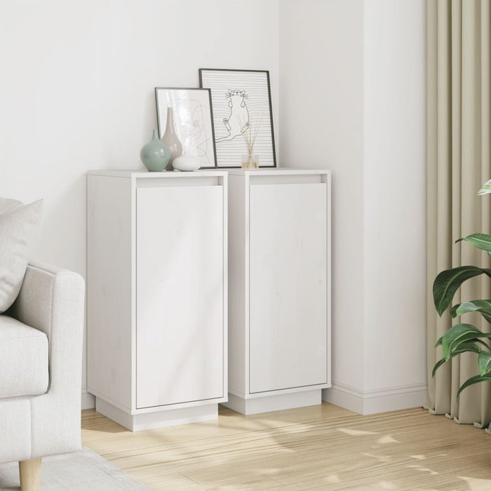 Maison exclusive - aparador 2 uds madera maciza de pino blanco 31,5x34x75 cm