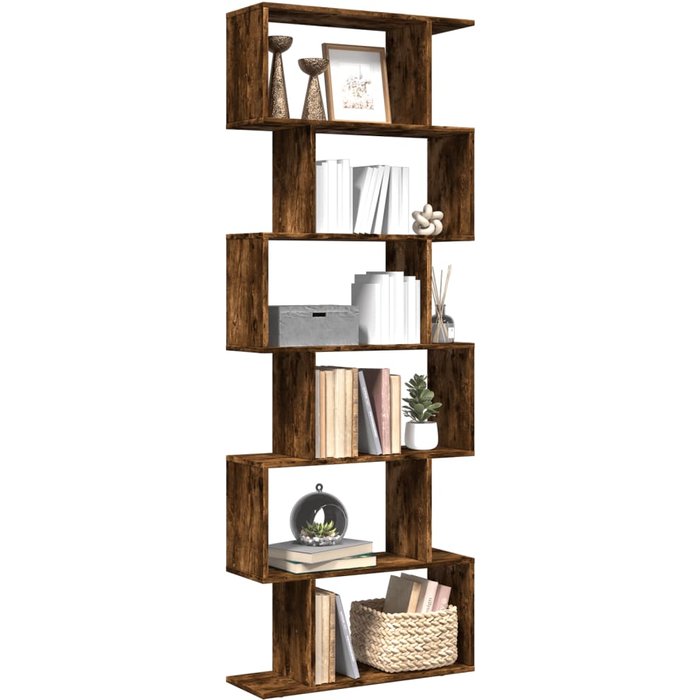 Estante separador de ambientes con 6 niveles roble ahumado 70x24x193cm.