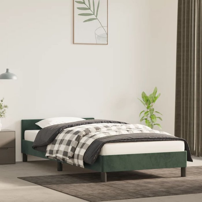Estructura de cama con cabecero verde oscuro 80x200 cm terciopelo