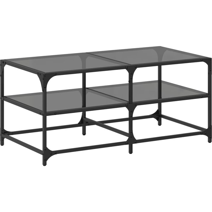 Mesa de centro con tapa de cristal de acero negro 98,5x50x45 cm - comfortxl