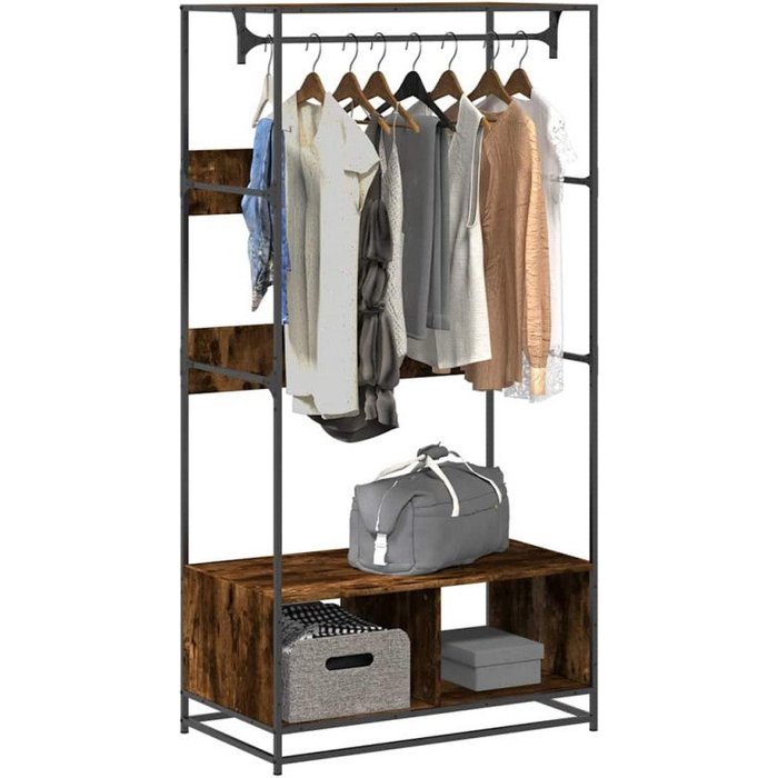 Armario de madera de ingeniería roble ahumado 90x50x180 cm vidaxl