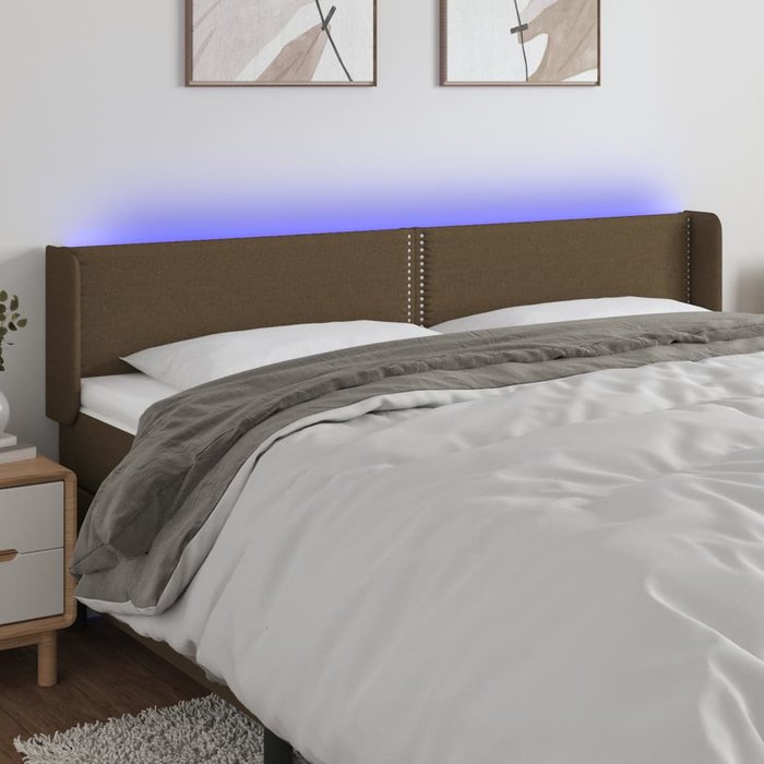 Cabecero led marrón oscuro 203x16x78/88 cm tela