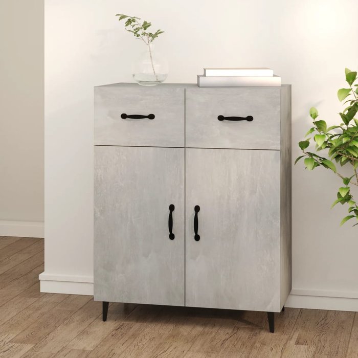 Aparador de madera de ingeniería gris hormigón 69,5x34x90 cm v2533 unico / gris
