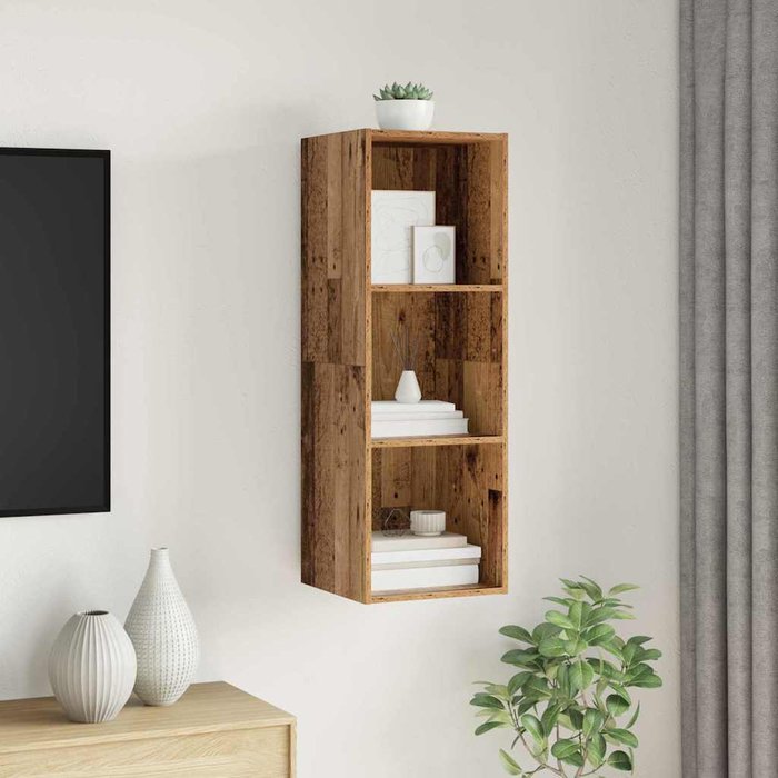 Mueble para tv montado en la pared madera vieja