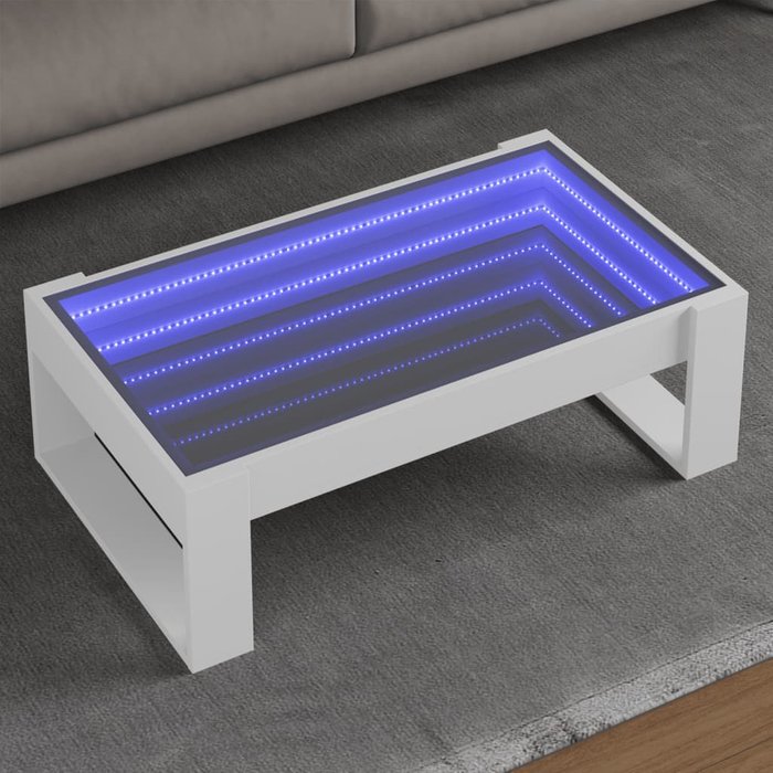 Mesa de centro con infinity led blanco 90x53x30 cm