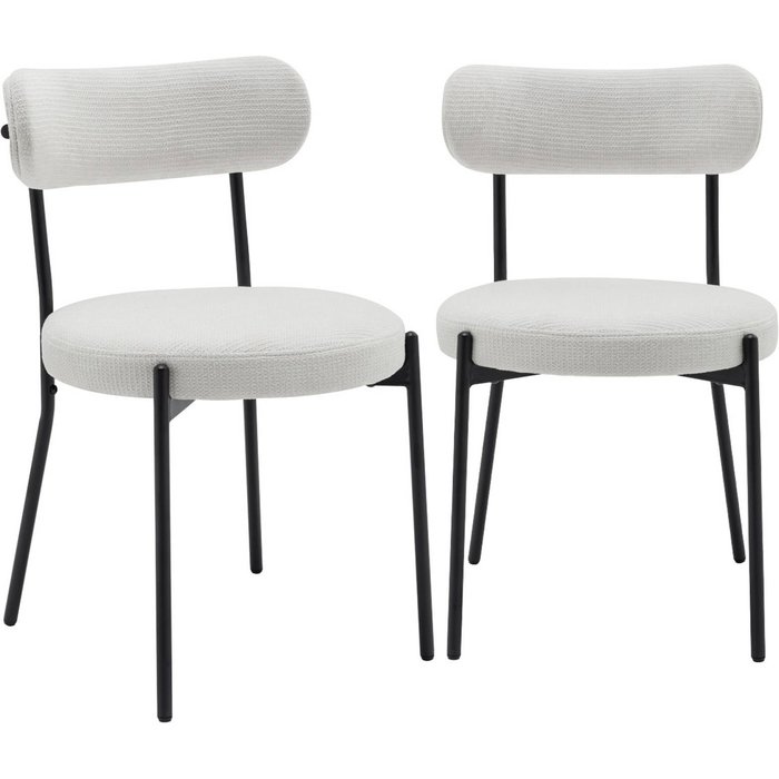 Silla de metal y tela simple, set de 2 blanco - 47x49x76.5 cm