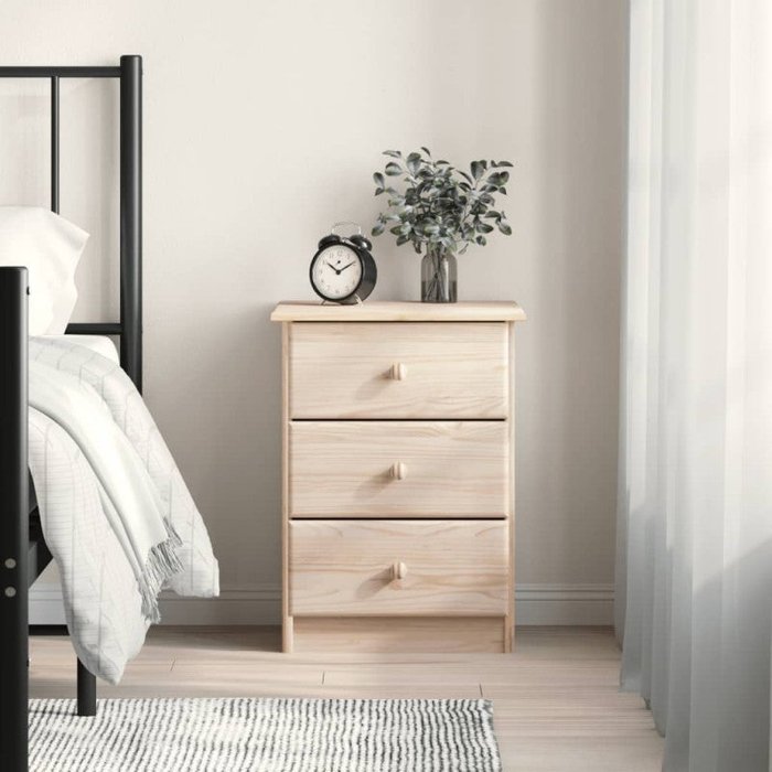 Vidaxl mesita de noche alta madera maciza de pino 41x35x55,5 cm