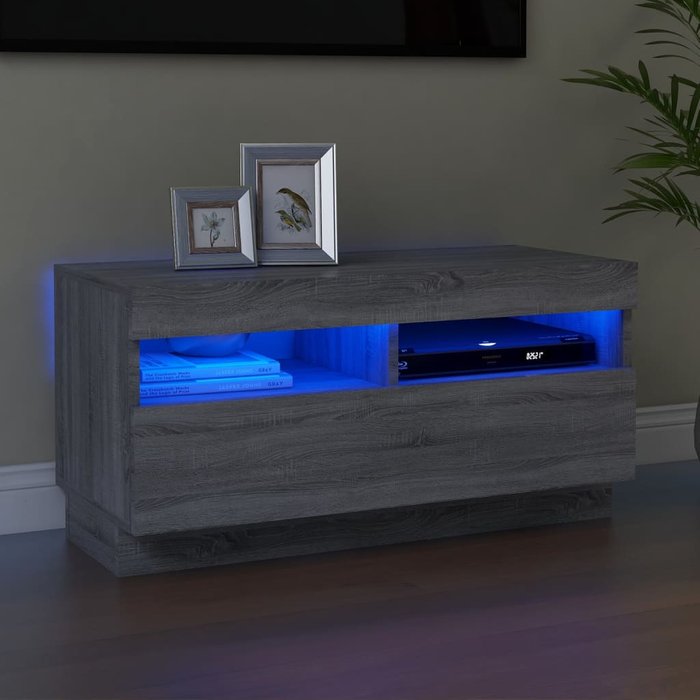Maison exclusive - mueble de tv con luces led gris sonoma 80x35x40 cm