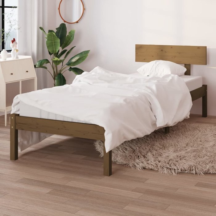 Estructura cama individual sin colchón madera pino marrón miel vidaxl
