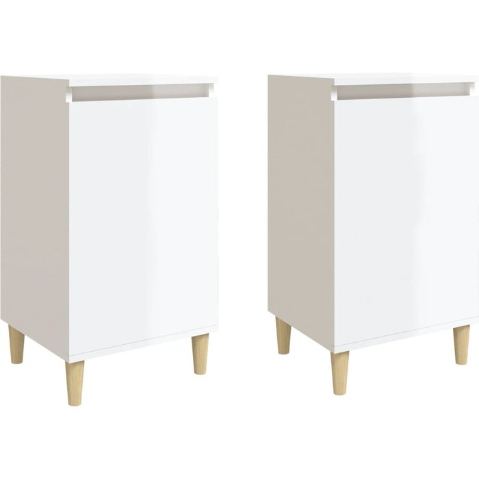 Mesitas de noche 2pz madera contrachapada blanco brillo 40x35x70cm