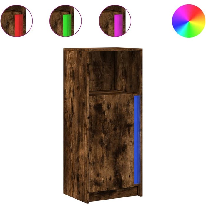 Aparador con led madera ingeniería roble ahumado 42,5x34x100 cm - comfortxl