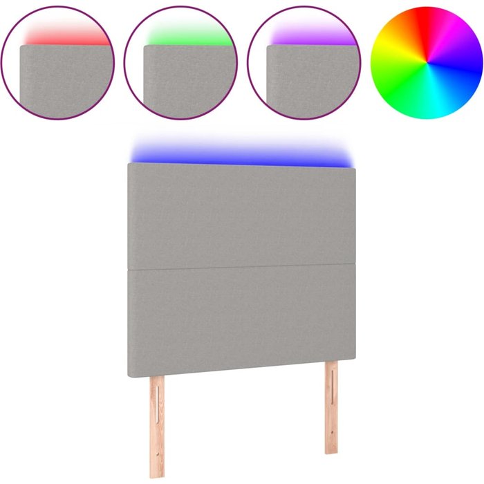 Cabecero cama - mueble cabecero con luces led tela gris claro 100x5x118/128 cm
