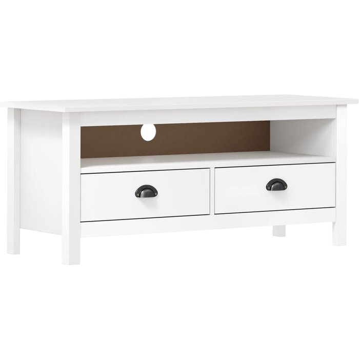 Mueble de tv hill range, blanco, 110 x 40 x 47 cm, madera de pino maciza