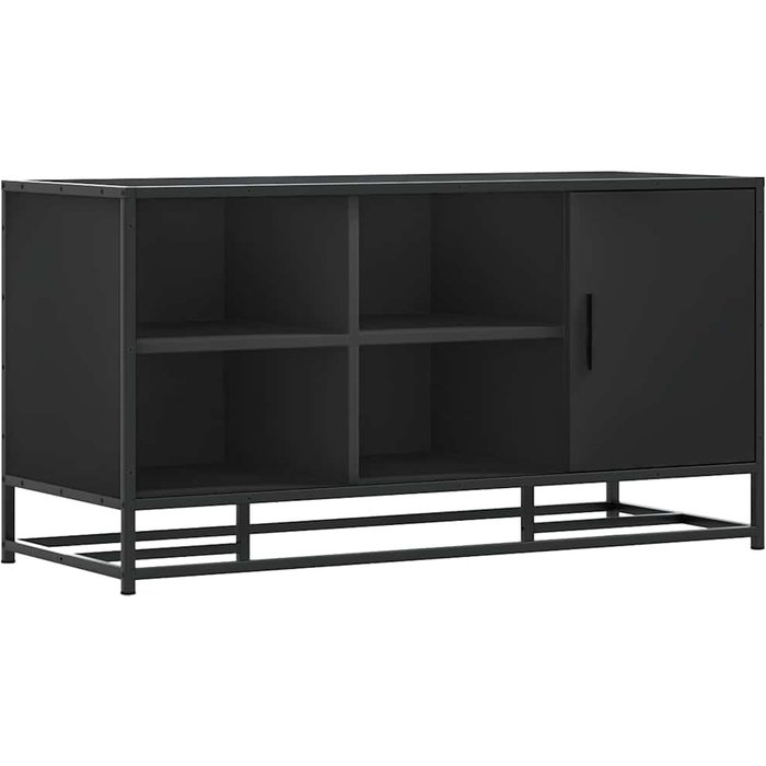 Banco zapatero madera de ingeniería y metal negro 100x40x53,5cm - comfortxl
