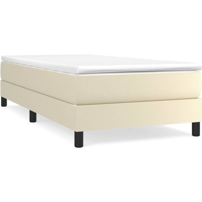Estructura de cama sin colchón cuero sintético crema 100x200 cm — comfortxl