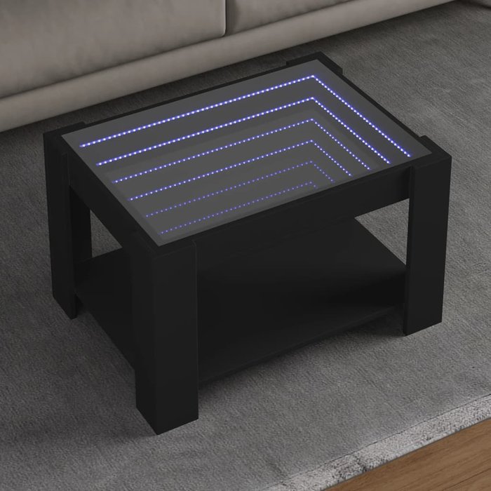 Mesa de centro con led madera de ingeniería negro 73x53x45 cm vidaxl