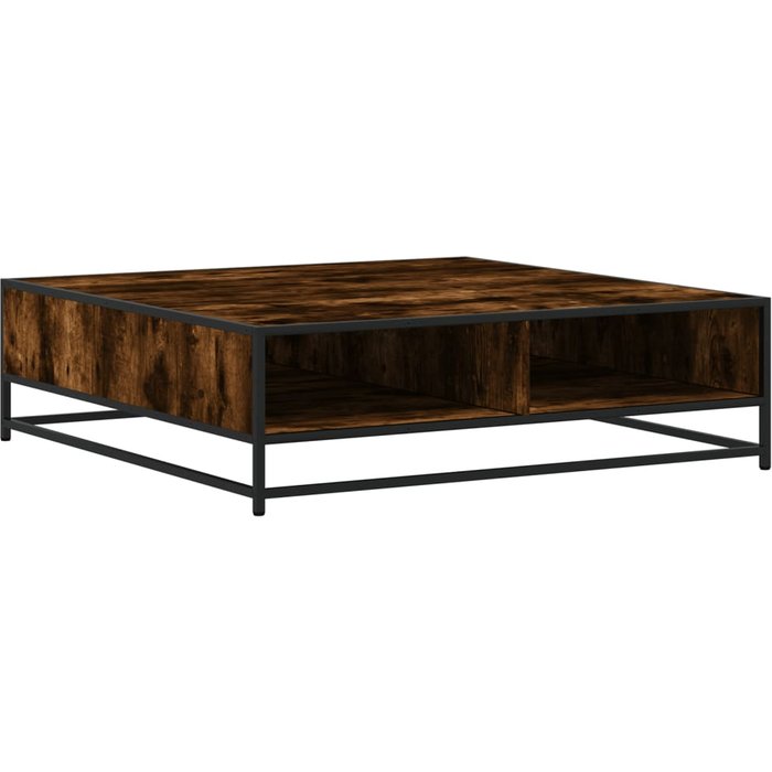 Mesa de centro de madera de ingeniería y metal roble ahumado - comfortxl