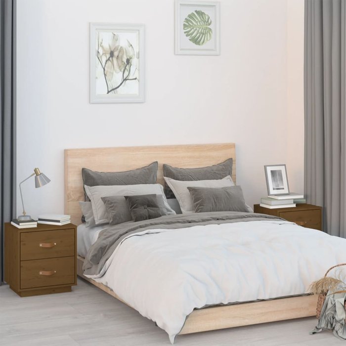 Maison exclusive - mesitas de noche 2 uds madera de pino marrón miel 40x34x45 cm